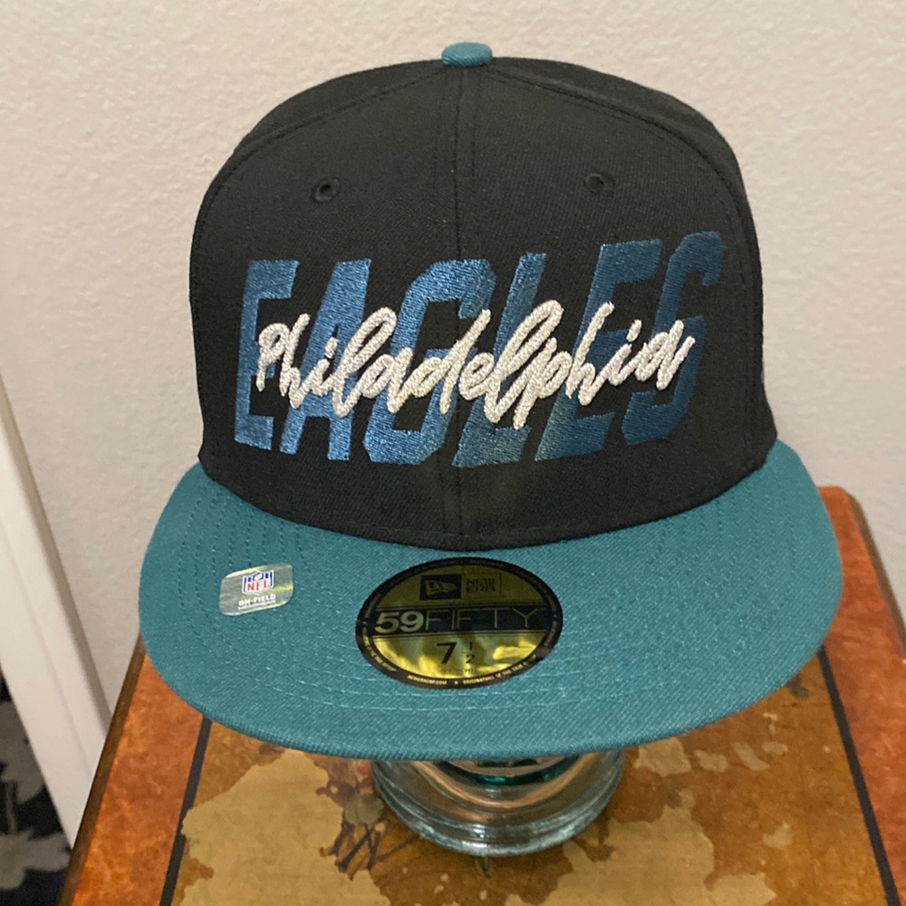 NFL Philadelphia Eagles 59FIFTY 7 1/2 New Era Men's Hat Cap Black